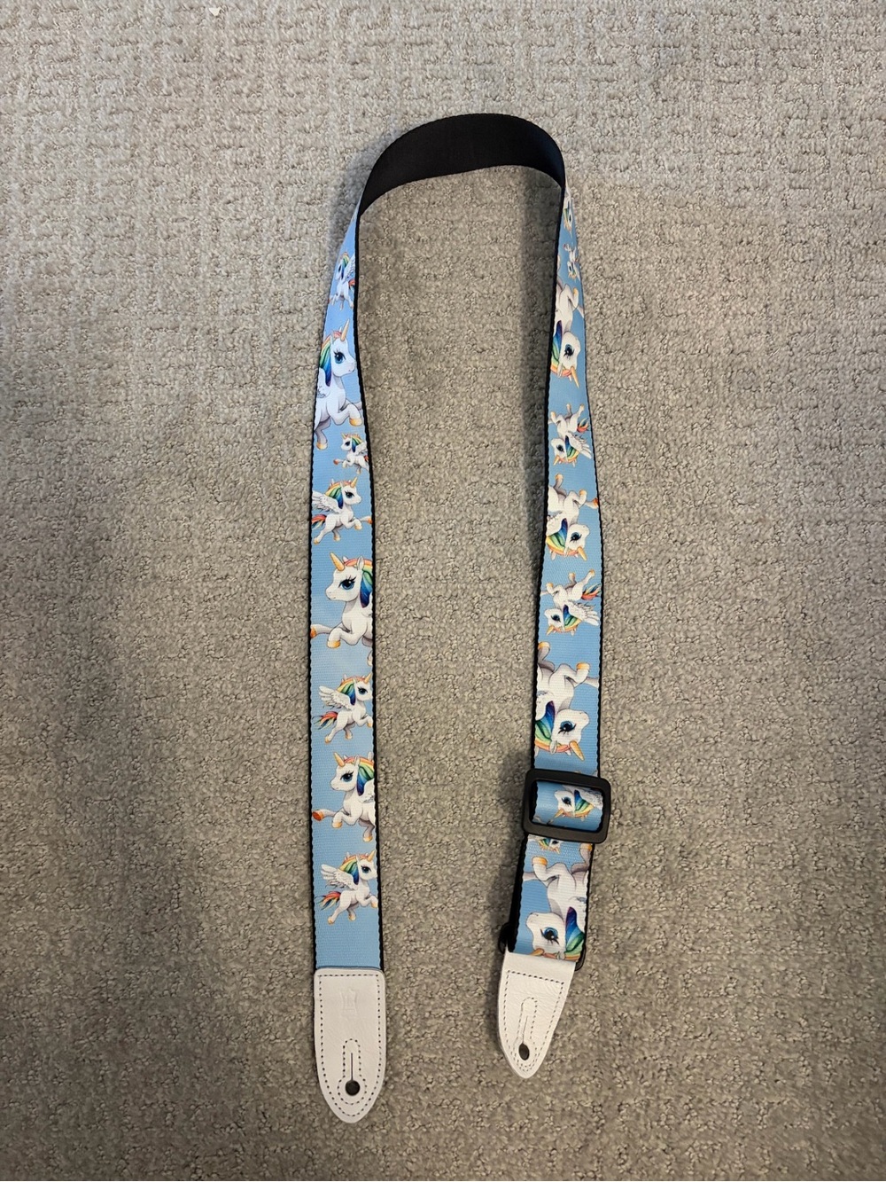 Adjustable Kids Unicorn Guitar Strap - Light Blue